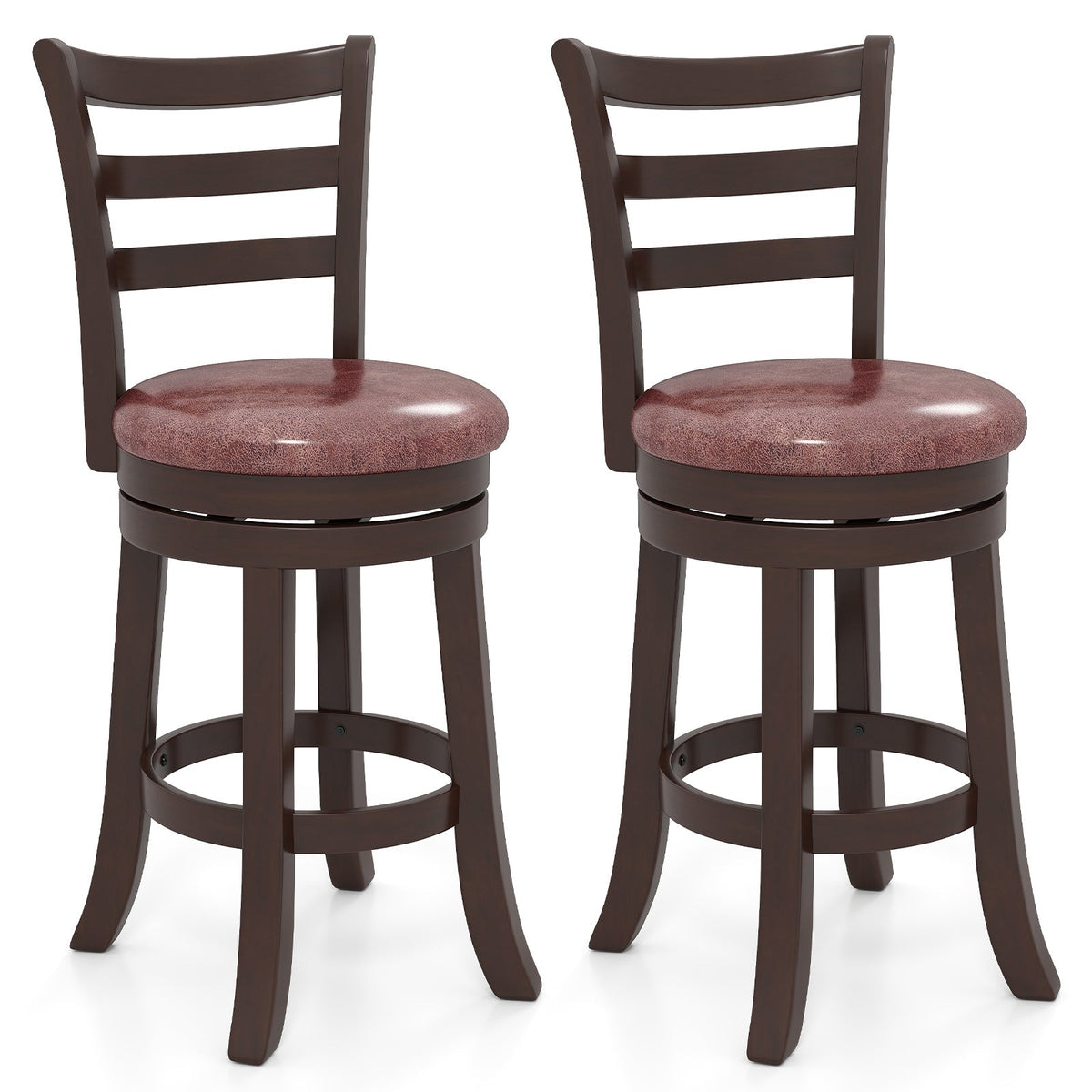 2-Piece Swivel Bar Stools with Wrap-Around Footrests