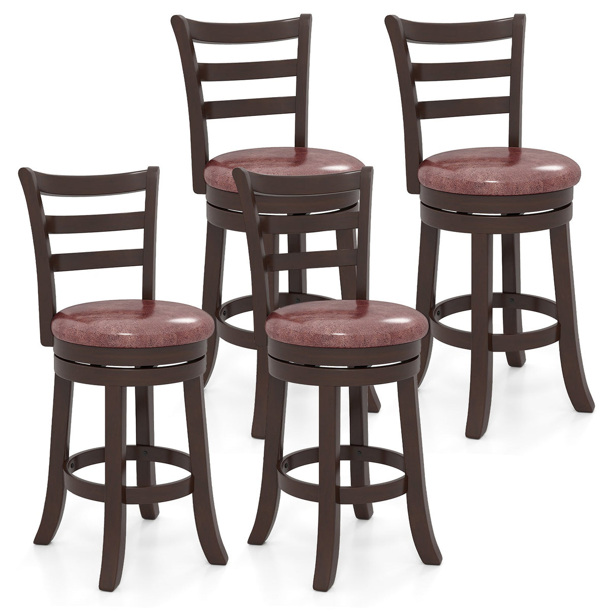 2-Piece Swivel Bar Stools with Wrap-Around Footrests