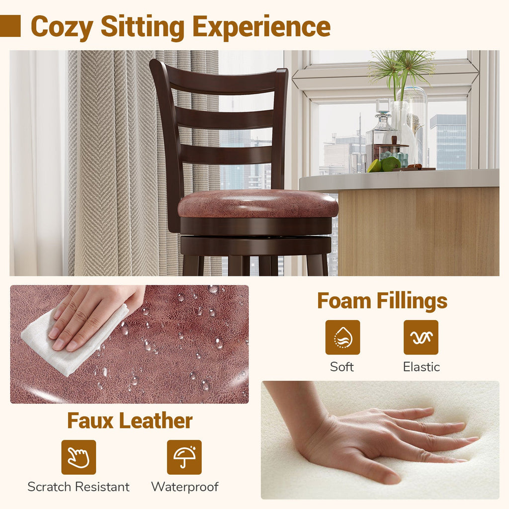 2-Piece Swivel Bar Stools with Wrap-Around Footrests