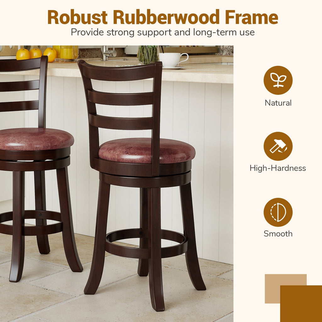 2-Piece Swivel Bar Stools with Wrap-Around Footrests