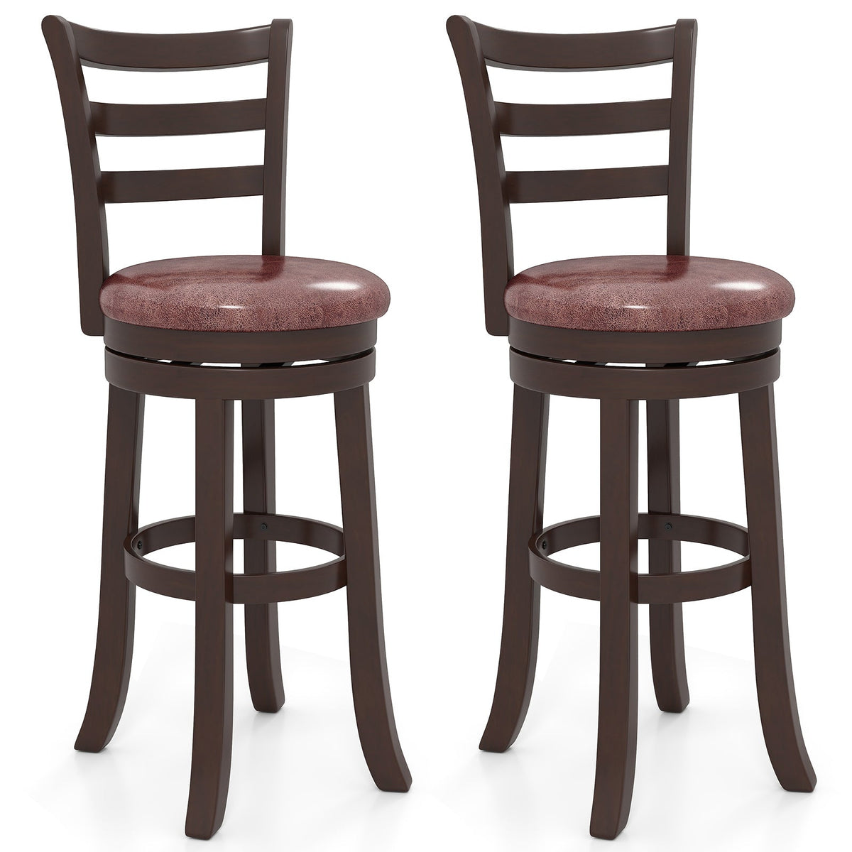 2-Piece Swivel Bar Stools with Wrap-Around Footrests