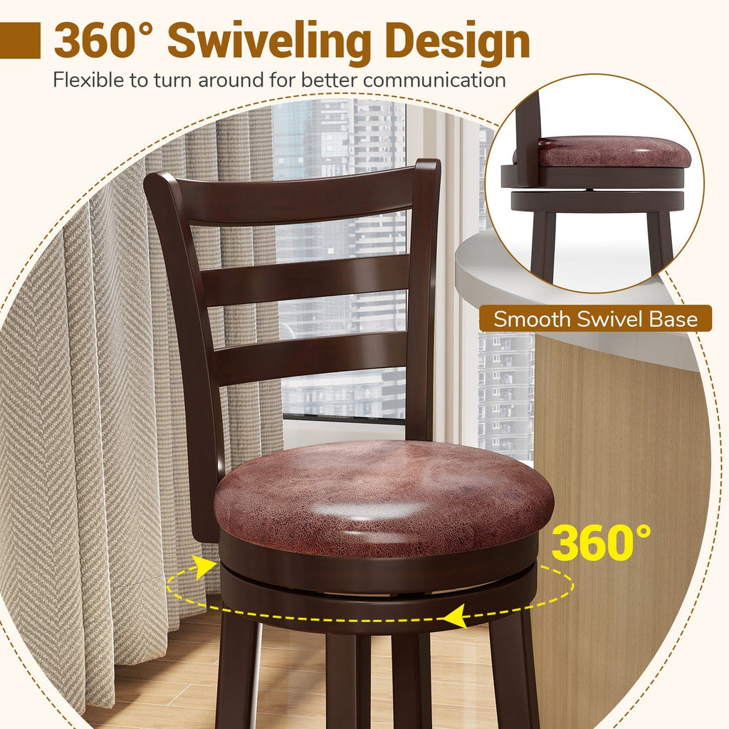 2-Piece Swivel Bar Stools with Wrap-Around Footrests