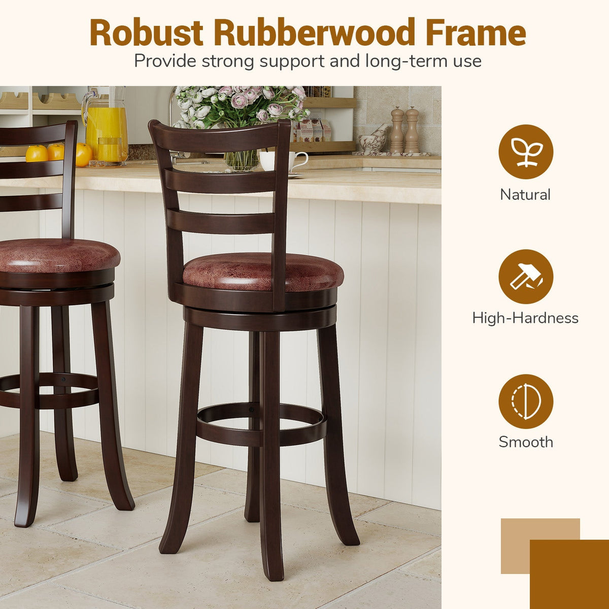 2-Piece Swivel Bar Stools with Wrap-Around Footrests