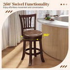 Counter Height Swivel Bar Stools Set of 2 with Back and Solid Rubber Frame