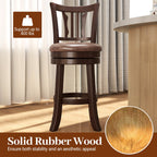 Counter Height Swivel Bar Stools Set of 2 with Back and Solid Rubber Frame