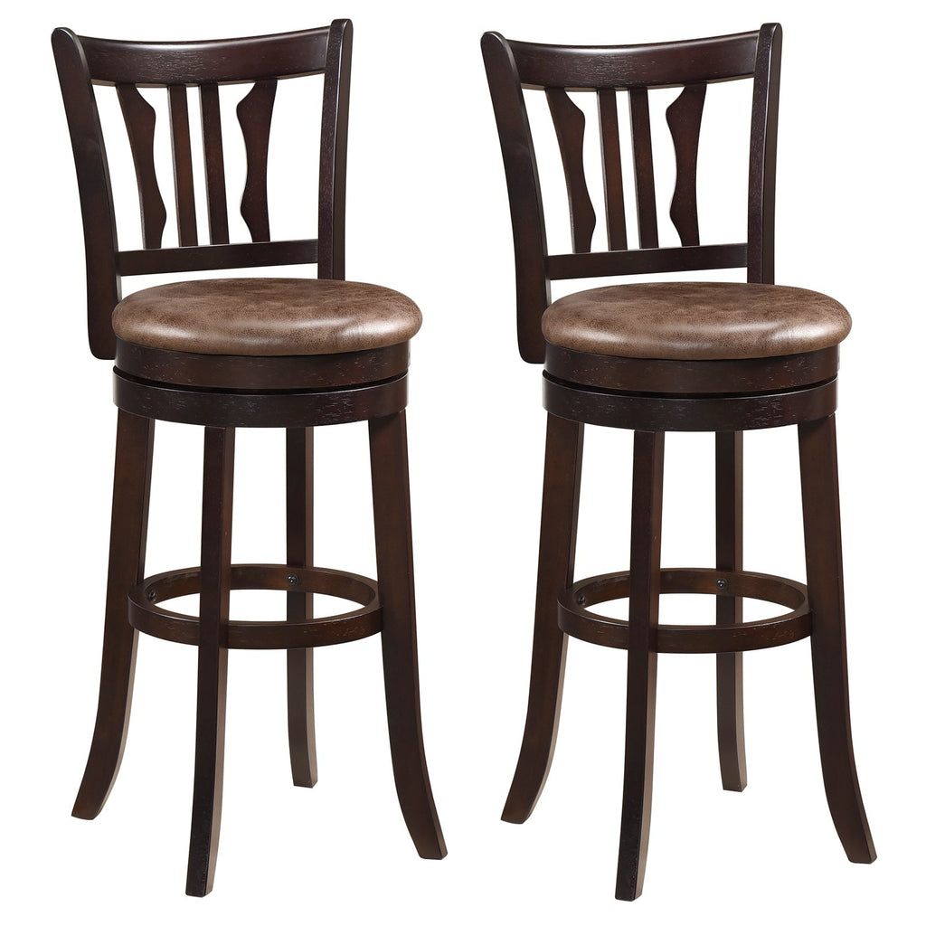 Counter Height Swivel Bar Stools Set of 2 with Back and Solid Rubber Frame