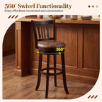 Counter Height Swivel Bar Stools Set of 2 with Back and Solid Rubber Frame