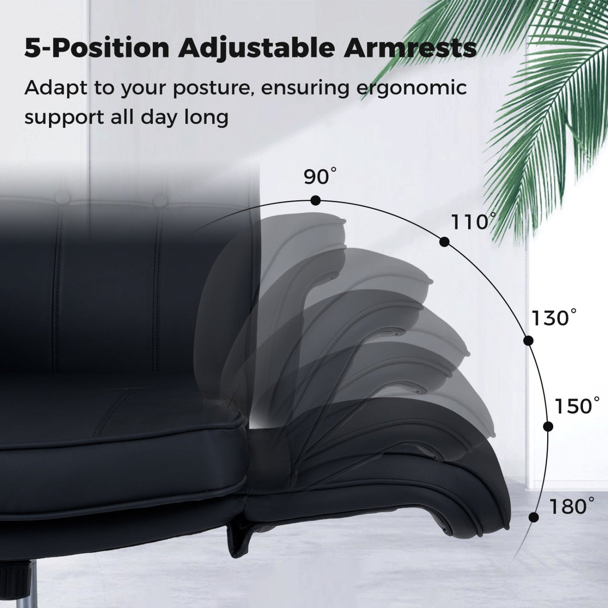 Criss Cross Chair Adjustable Swivel Vanity Chair with 5-Position Armrests