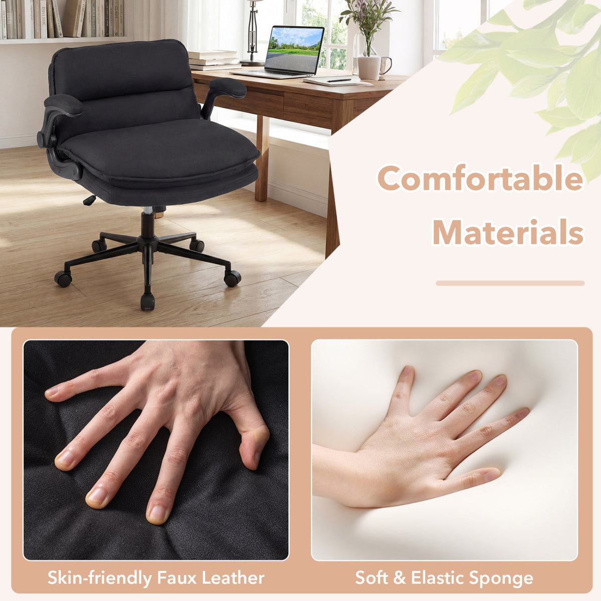 Criss Cross Chair on Wheels with Flip-up Arms Adjustable Height