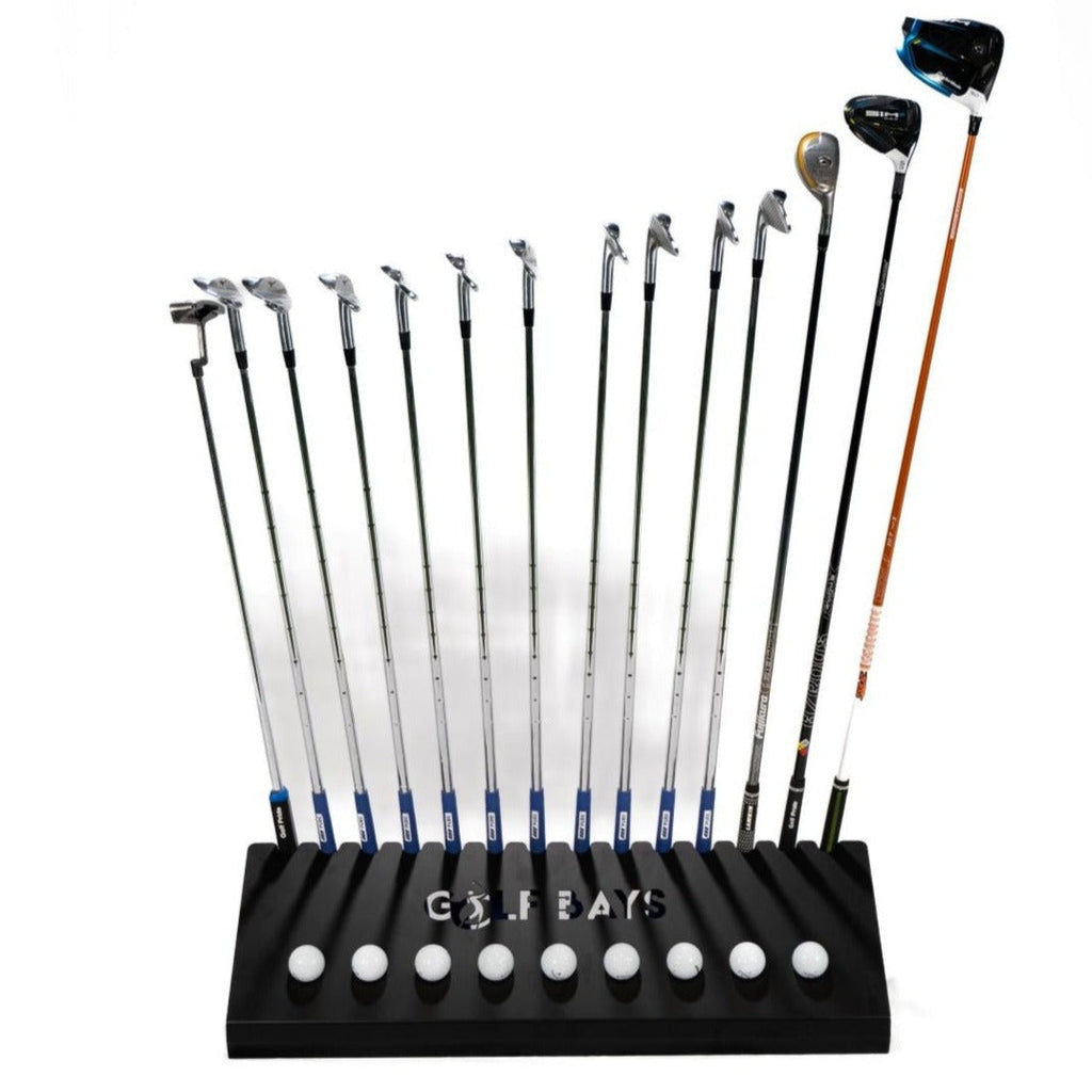 GolfBays Golf Club Display Rack | 14 Clubs & 9 Balls