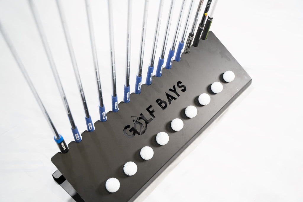 GolfBays Golf Club Display Rack | 14 Clubs & 9 Balls