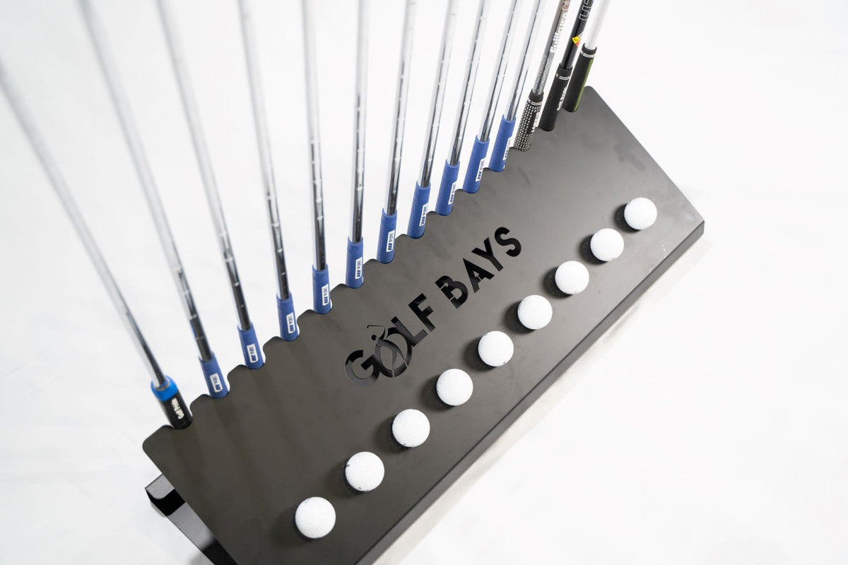 GolfBays Golf Club Display Rack | 14 Clubs & 9 Balls