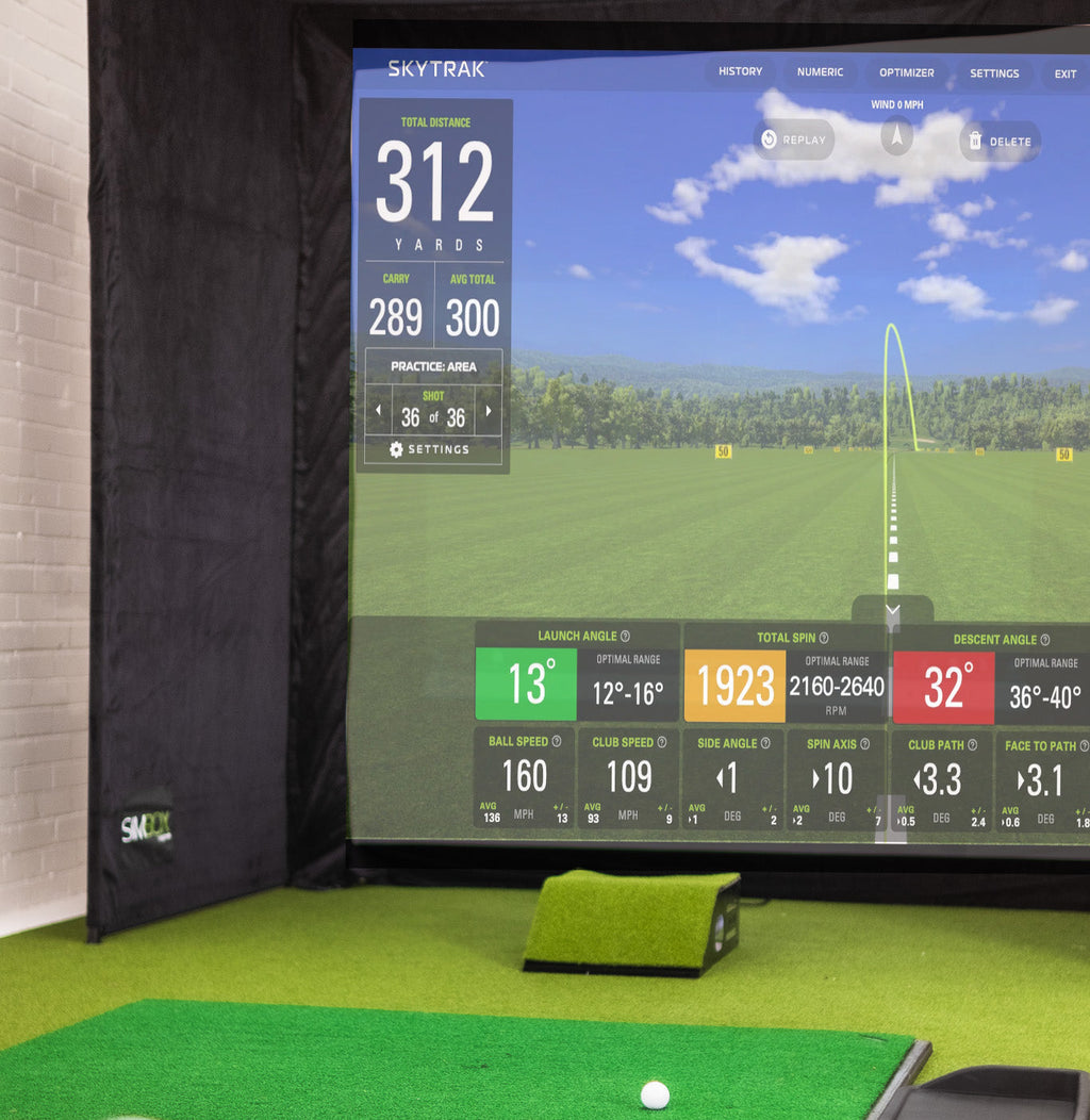 SimBox Golf Simulator Enclosure with Pro Impact Screen, Frame & Free Side Barriers