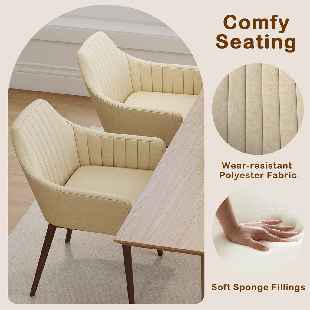 Dining Chairs Set of 2 Upholstered Accent Chairs with Comfy Padded Backrest and Seat