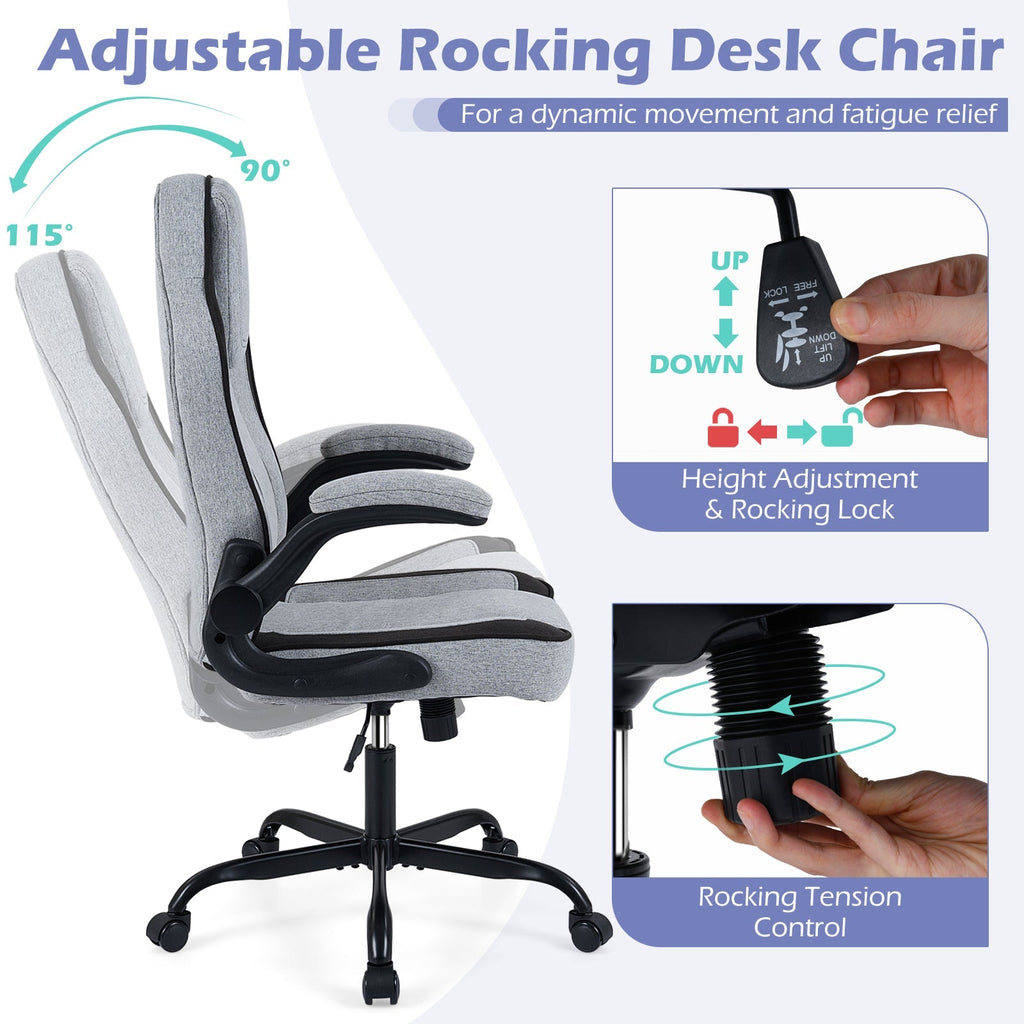 Ergonomic Computer Office Chair with 90° Flip-up Armrests