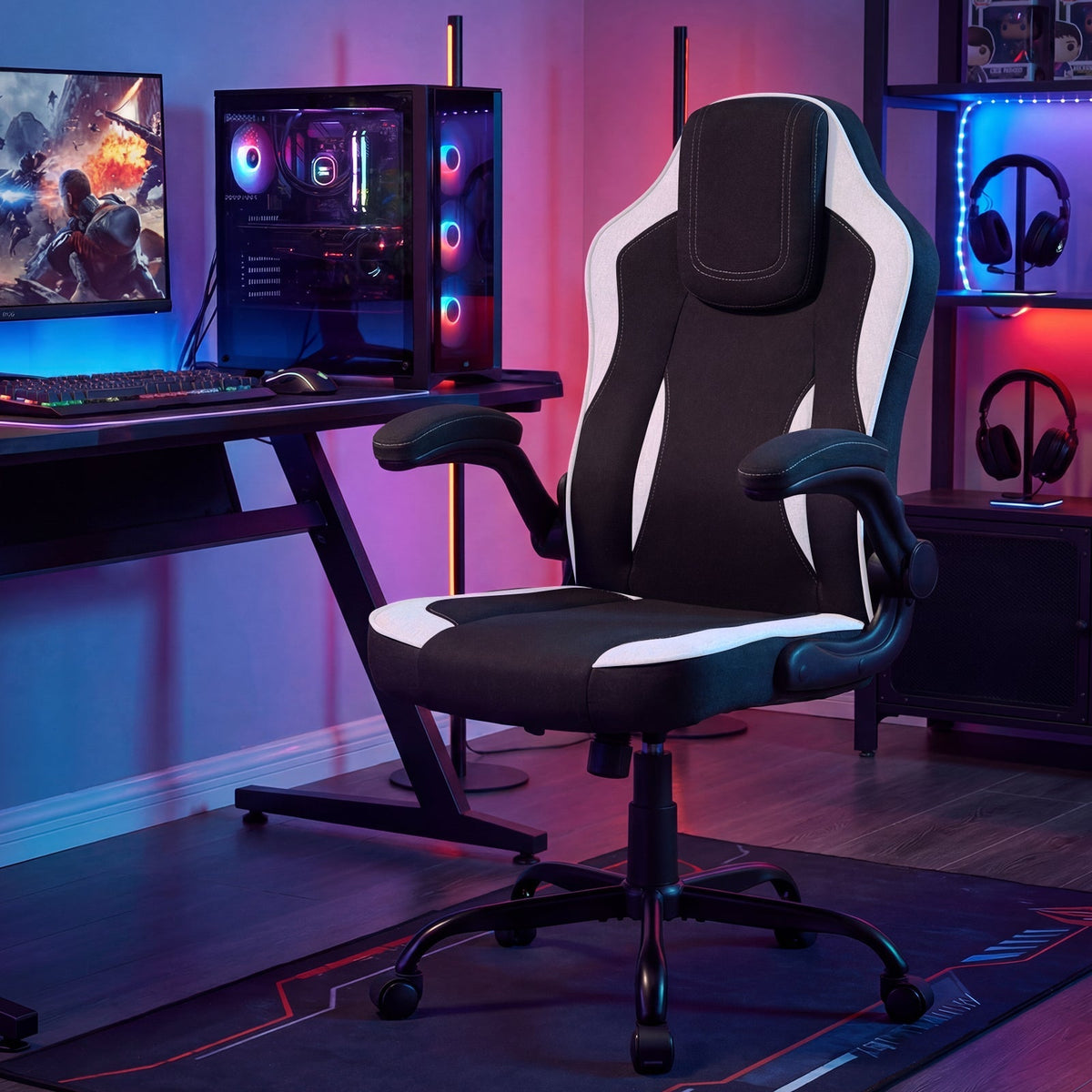 Ergonomic Computer Office Chair with 90° Flip-up Armrests