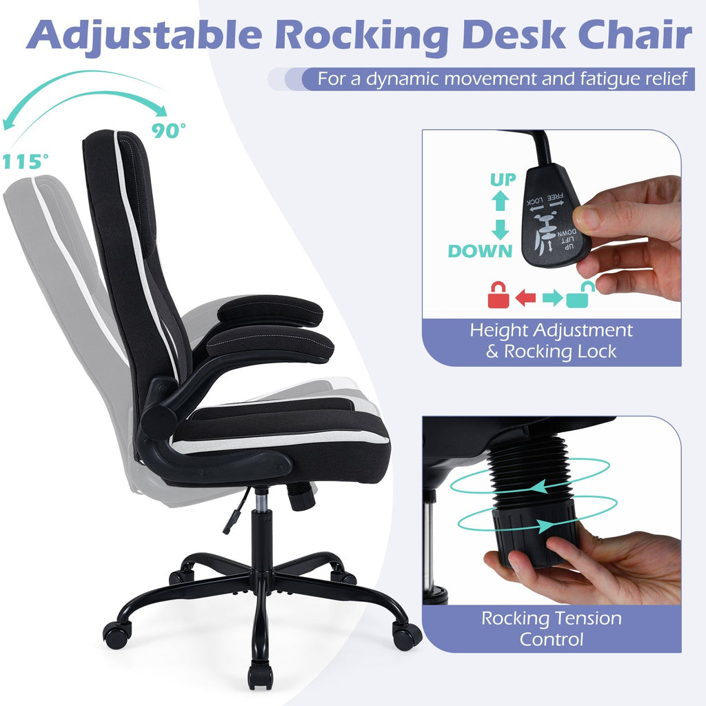 Ergonomic Computer Office Chair with 90° Flip-up Armrests