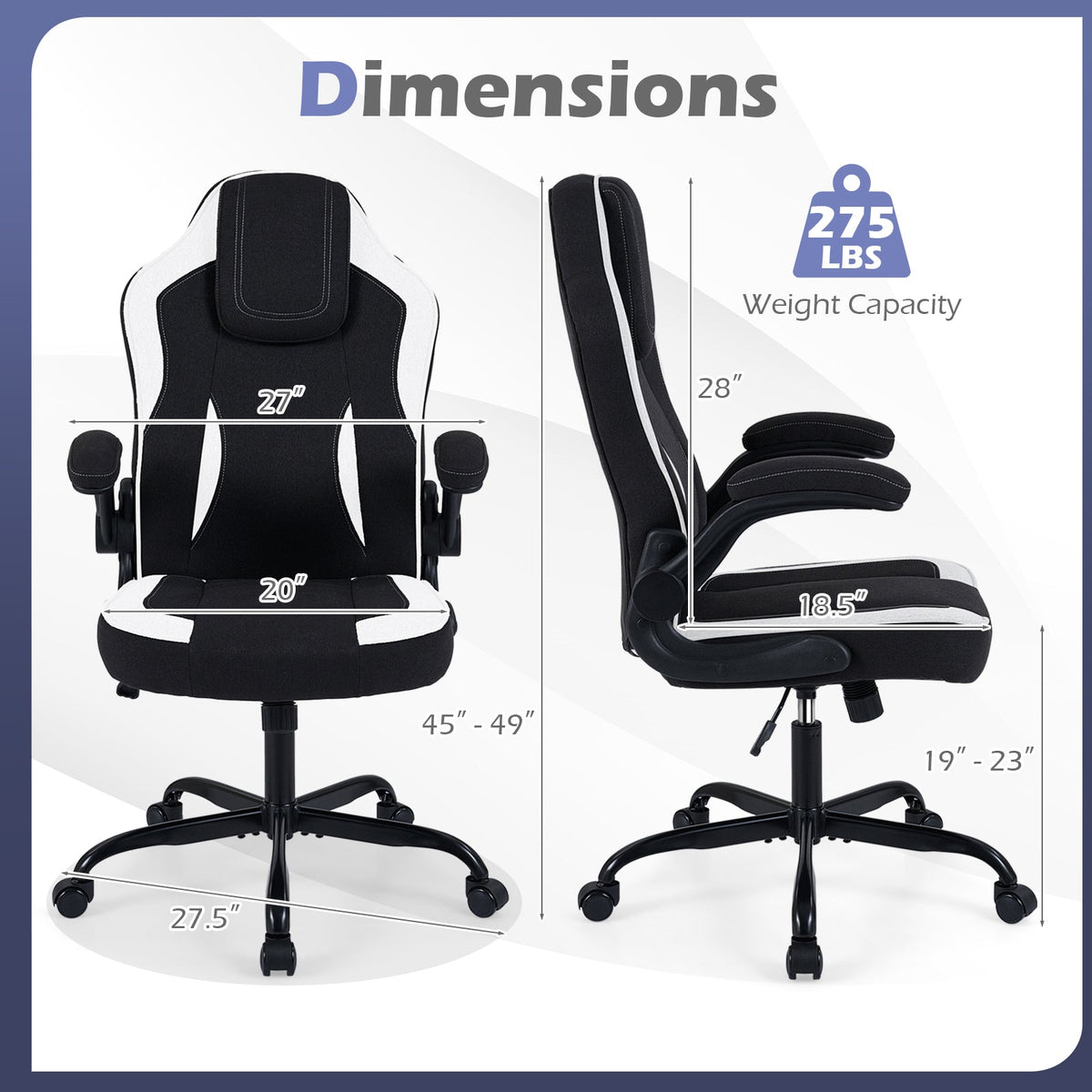 Ergonomic Computer Office Chair with 90° Flip-up Armrests