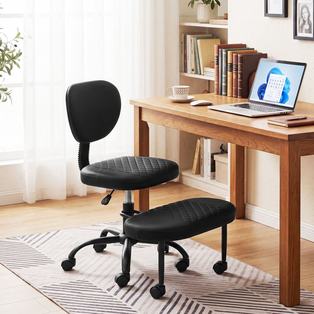 Cross-Legged Office Chair with Adjustable Height and Footrest