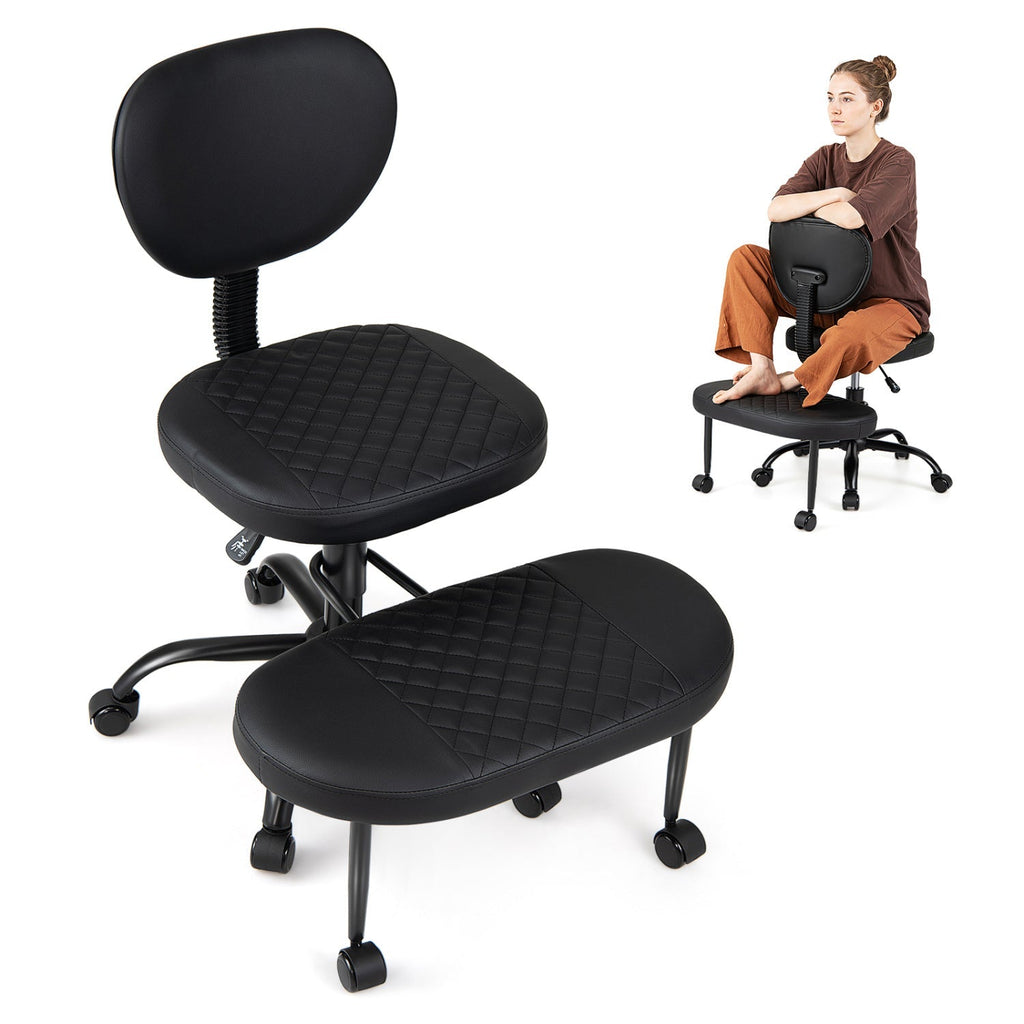 Cross-Legged Office Chair with Adjustable Height and Footrest