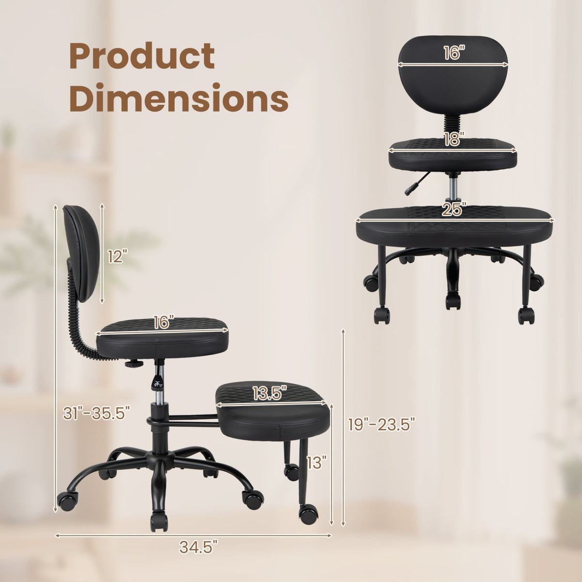 Cross-Legged Office Chair with Adjustable Height and Footrest