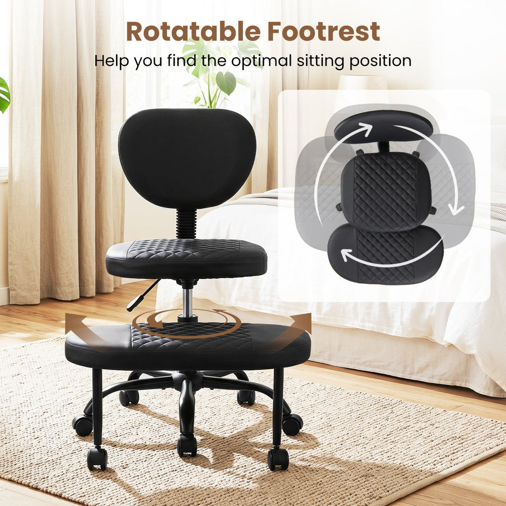 Cross-Legged Office Chair with Adjustable Height and Footrest
