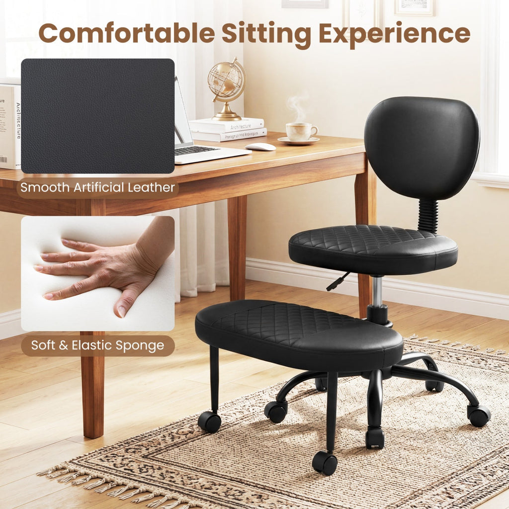 Cross-Legged Office Chair with Adjustable Height and Footrest