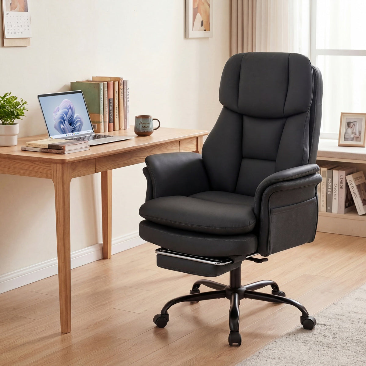 Big and Tall Office Chair with Retractable Footrest