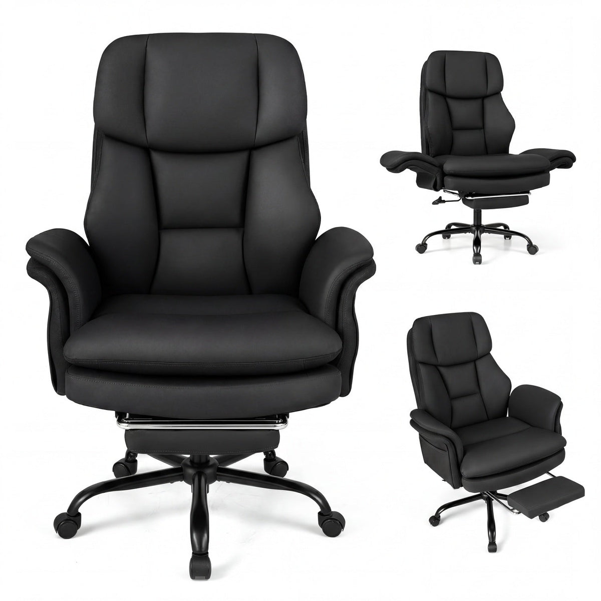 Big and Tall Office Chair with Retractable Footrest