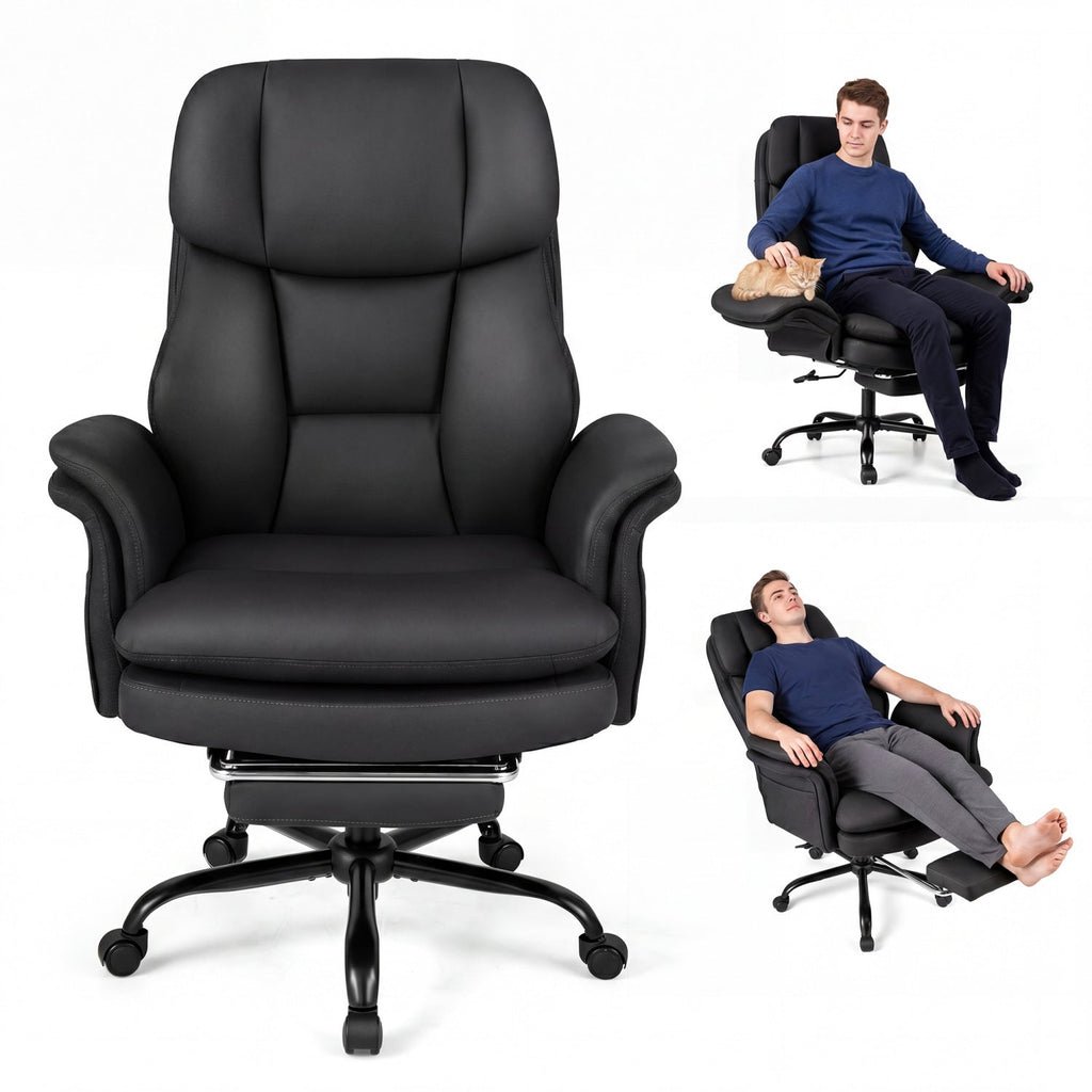 Big and Tall Office Chair with Retractable Footrest