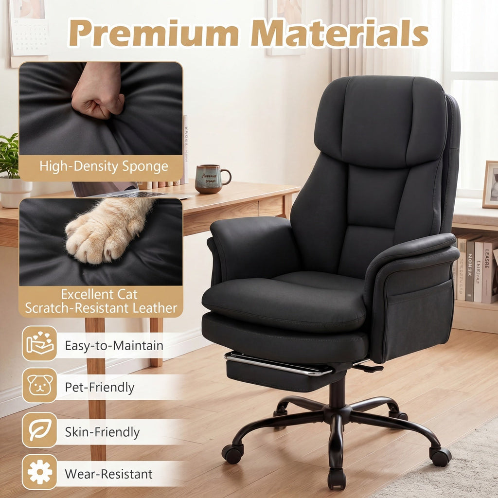 Big and Tall Office Chair with Retractable Footrest