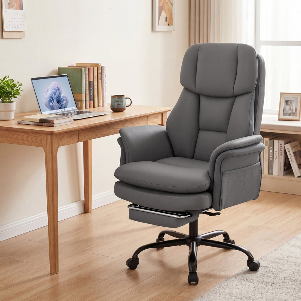 Big and Tall Office Chair with Retractable Footrest