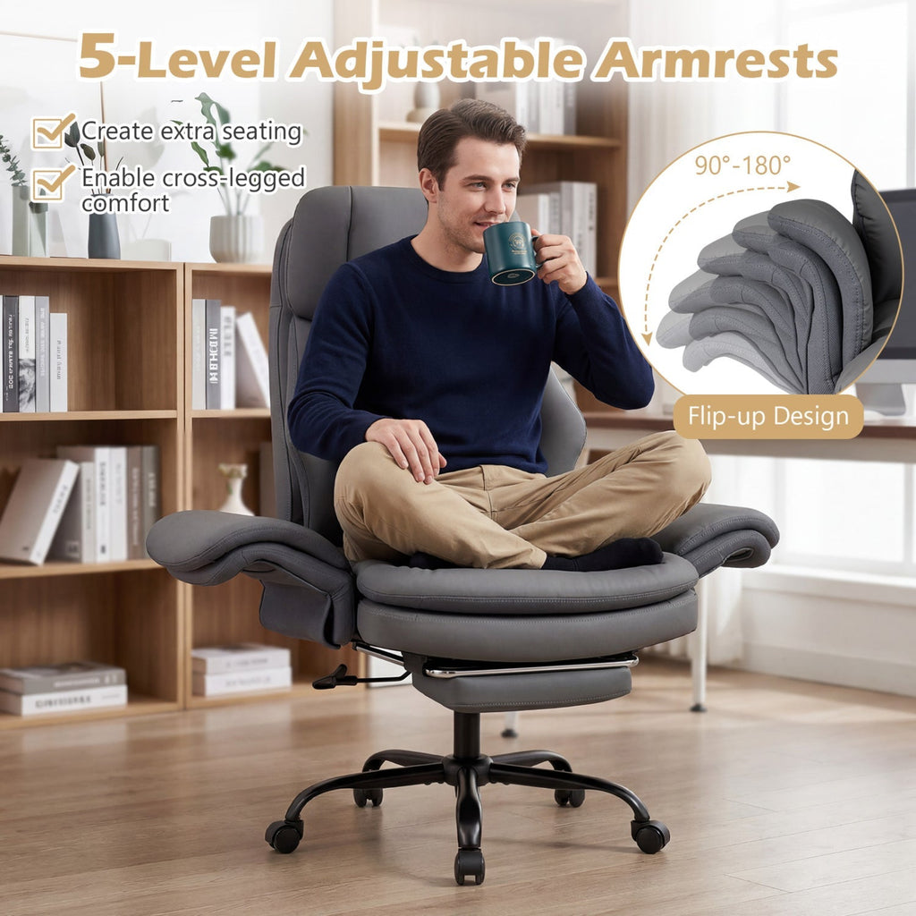 Big and Tall Office Chair with Retractable Footrest
