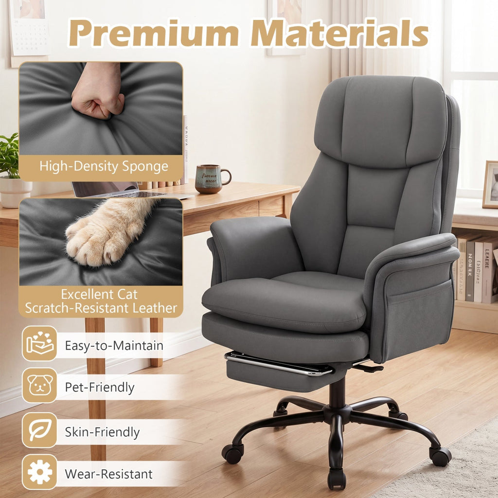 Big and Tall Office Chair with Retractable Footrest