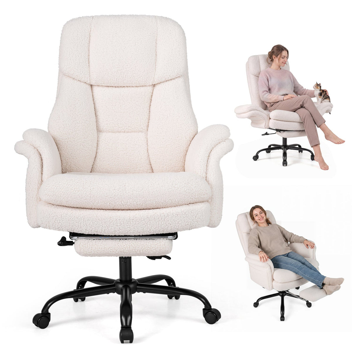 Big and Tall Office Chair with Retractable Footrest