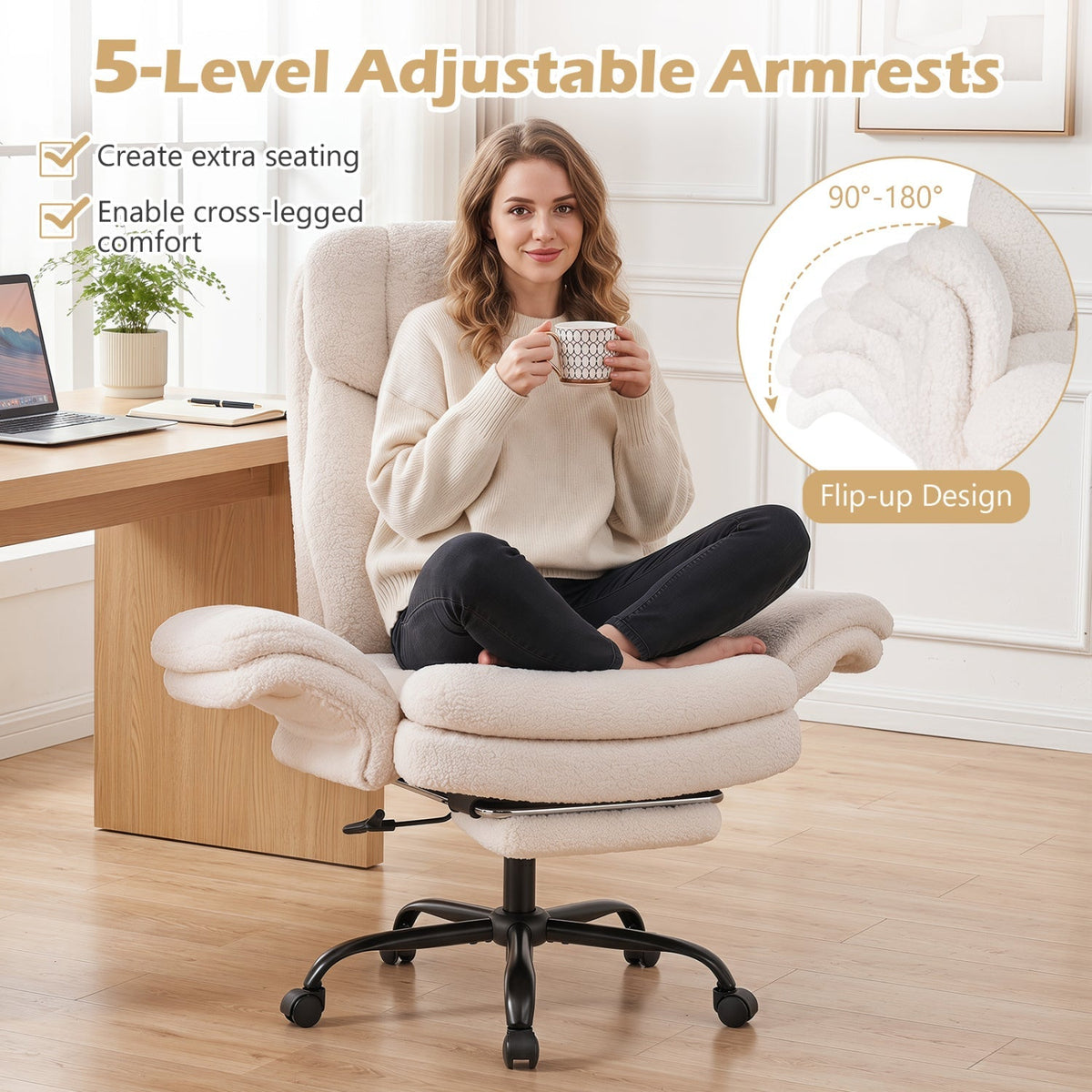 Big and Tall Office Chair with Retractable Footrest