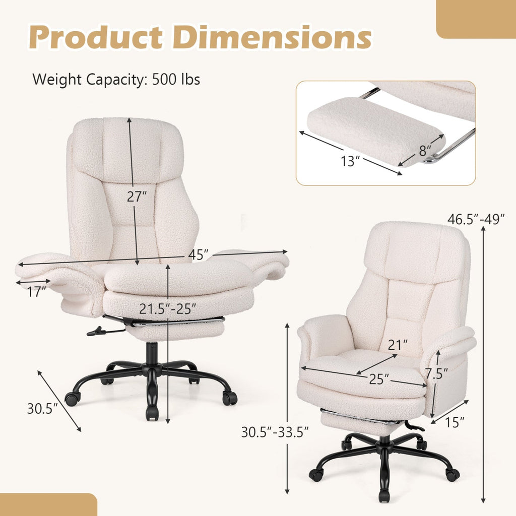 Big and Tall Office Chair with Retractable Footrest