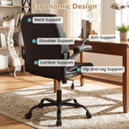 Ergonomic Leather Office Chair with Flip-up Armrests and Rocking Function