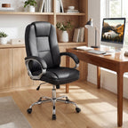 Ergonomic Leather Office Chair with Padded Armrests and Rocking Backrest