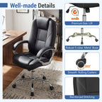Ergonomic Leather Office Chair with Padded Armrests and Rocking Backrest