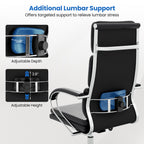 Ergonomic Leather Office Chair with Adjustable Height and Rocking Function-Black