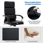 Ergonomic Leather Office Chair with Adjustable Height and Rocking Function-Black