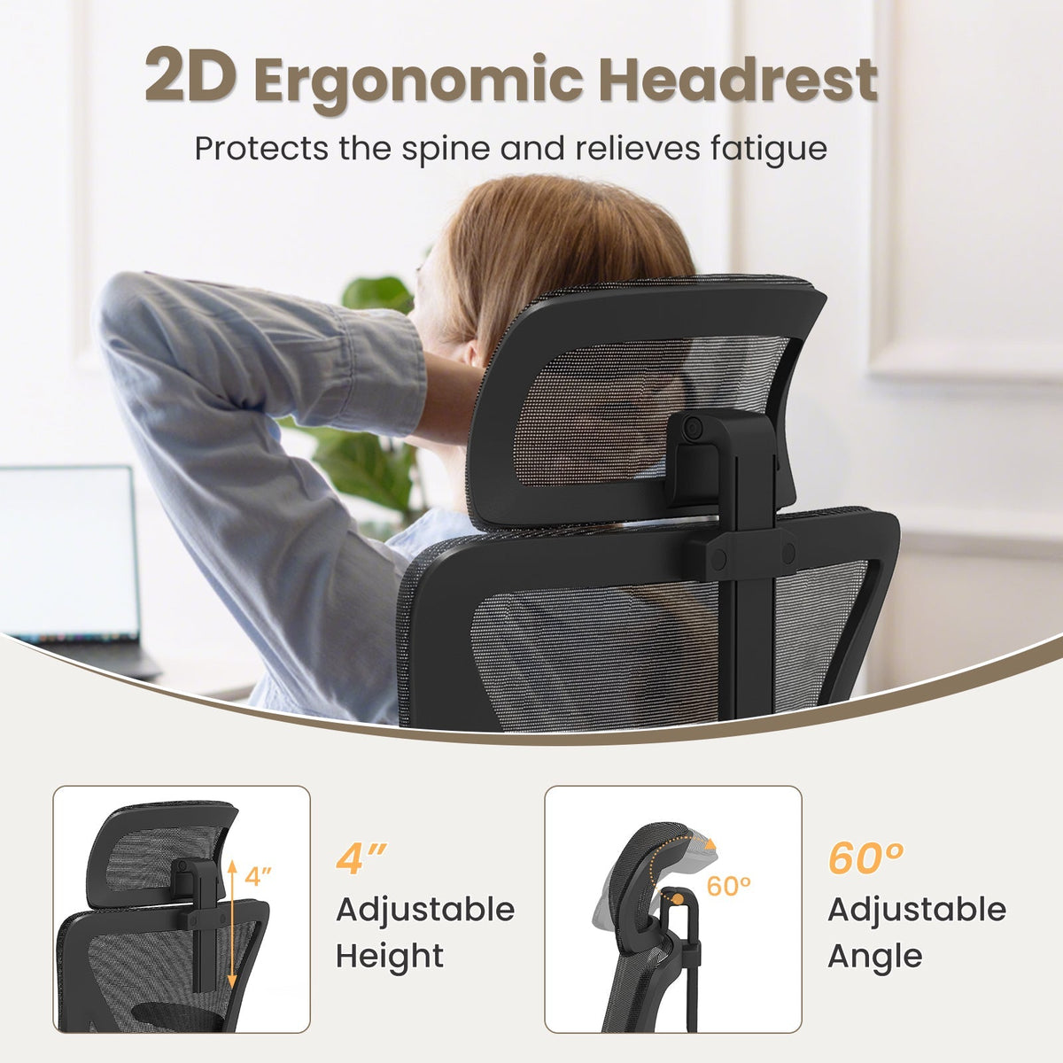 Ergonomic Mesh Office Chair with Adjustable Lumbar Support and Flip-up Armrests-Black
