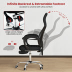 Ergonomic Mesh Office Chair with Footrest and Tilting Backrest-Black