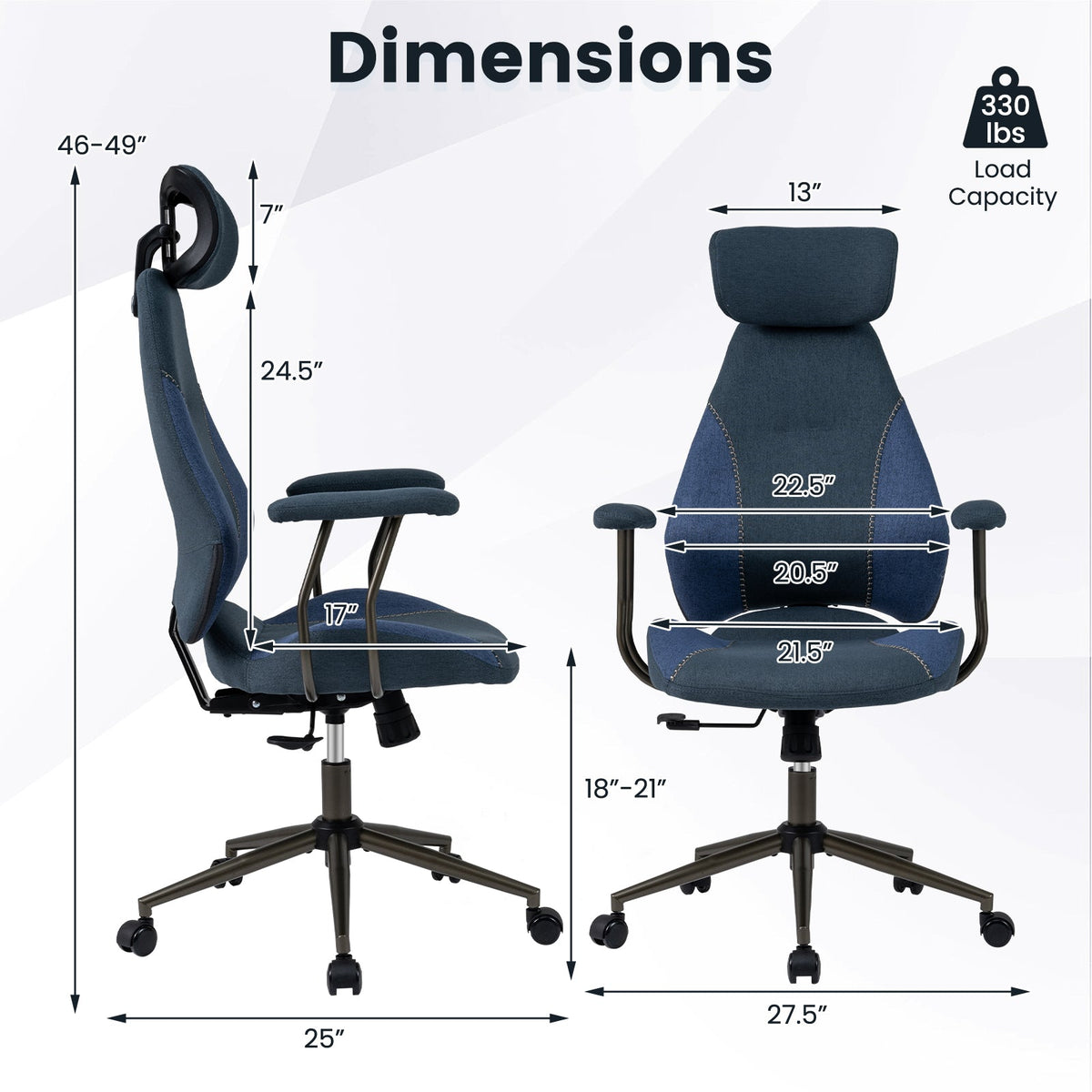 Ergonomic Office Chair Computer Desk Chair with 2D Headrest and Rocking Backrest