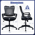 Ergonomic Office Chair Height Adjustable Computer Desk Chair with Breathable Butterfly Back