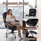 Executive Office Chair Leather Ergonomic Computer Desk Chair with Padded Seat and Armrests