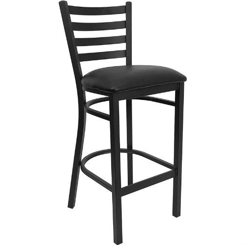 Black Metal Ladder-Back Restaurant-Style Bar Stools