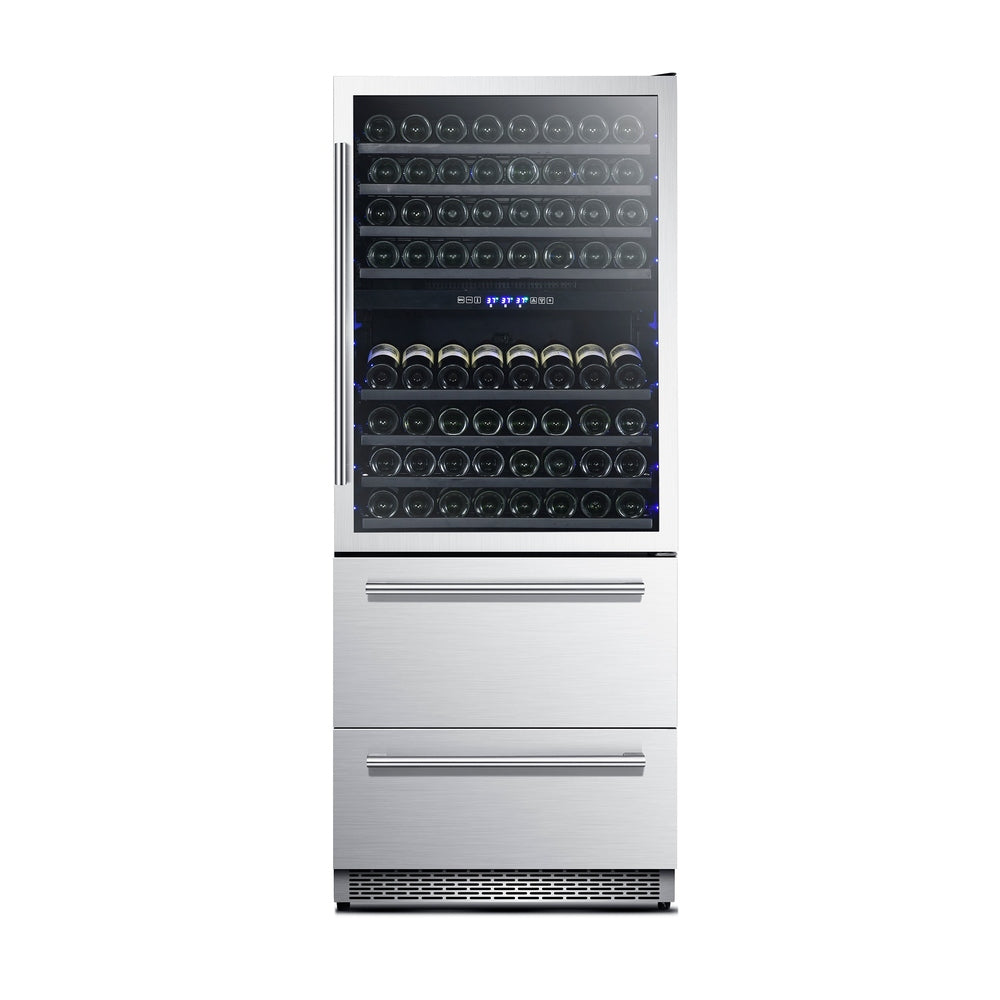 Forno Capraia 30-Inch Dual Temperature Zone Wine Cooler, Up to 144 Bottles, Two Refrigerated Drawers, Adjustable Temperature Zones