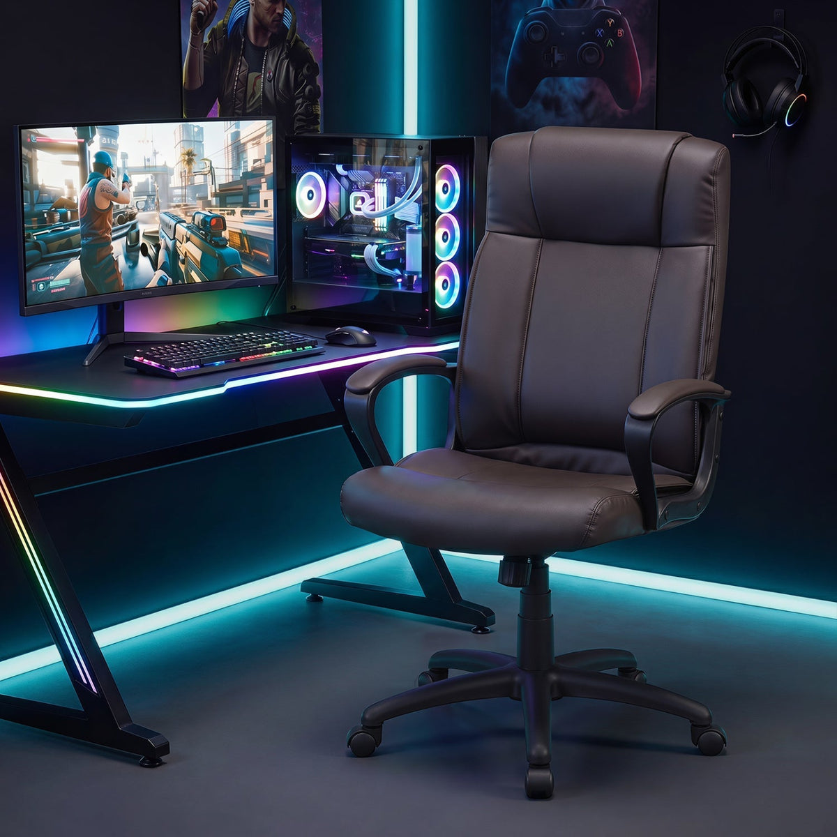 PU Leather Office Chair with Rocking Function